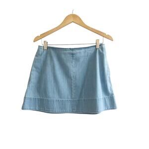 Banana Republic Mini Skirt Womens Petite 8 Blue Denim Light Wash Normcore Y2K